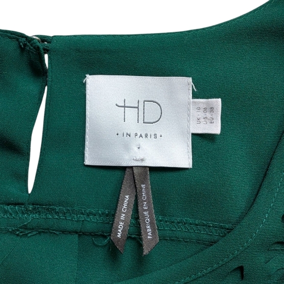 HD in Paris Anthropologie Dara Blouse Laser Cut Relaxed Fit Kelly Green Women 6 - Picture 10 of 13